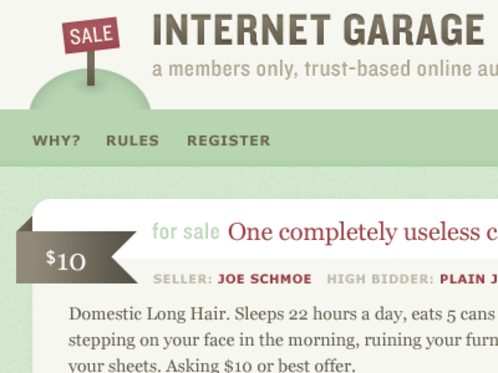 Mocking up a design for Internet Garage Sale