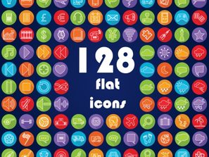 128, of  candycolored flattened icon vector