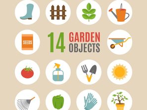 14) gardening tools logo vector, map