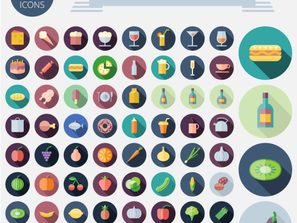 64 section food and drinks iconvector