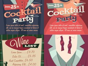 Design factors s: 4 vintage cocktail party poster vector
