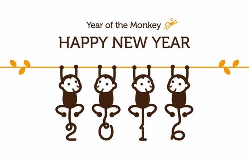 cartoons, 2016  year of  monkey greeting card