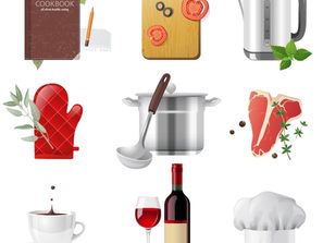 9 kinds of exquisite kitchen supplies vector