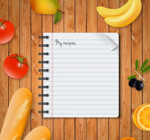 excellent American food and Notebook vector