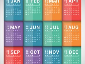 2016 color rectangle calendar vector map