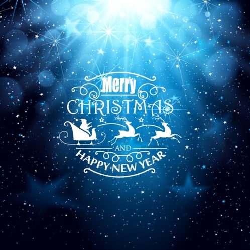 beautiful blue Halo Christmas New Year greeting card vector
