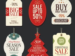6 of Christmas sale tags, vector .