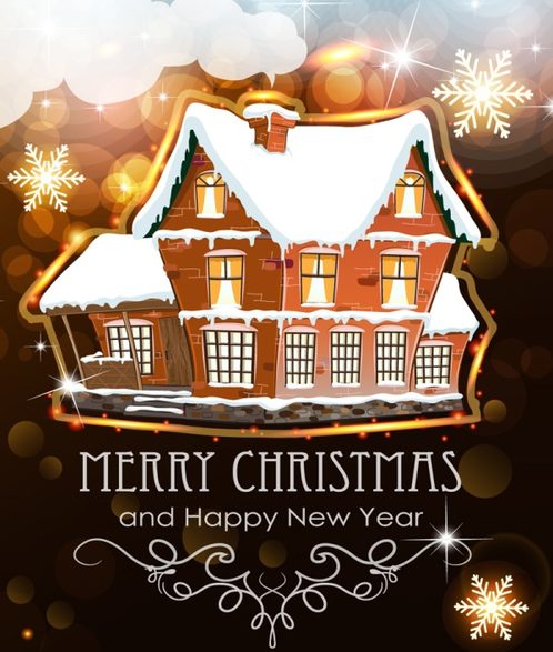 snow house Christmas card vector