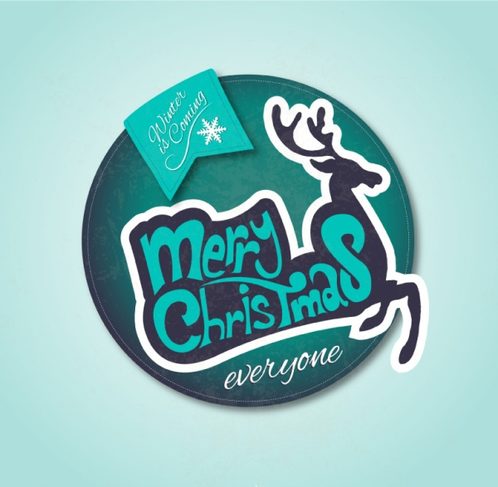 circular Christmas reindeer tag vector