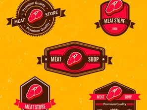 5 red meatshop label vector