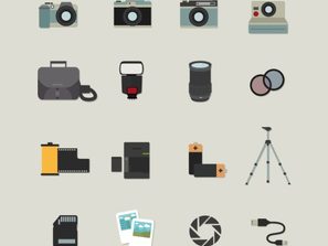 16, of photography element icon vector map.