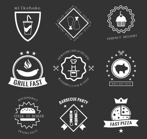 9 food label logo design vector